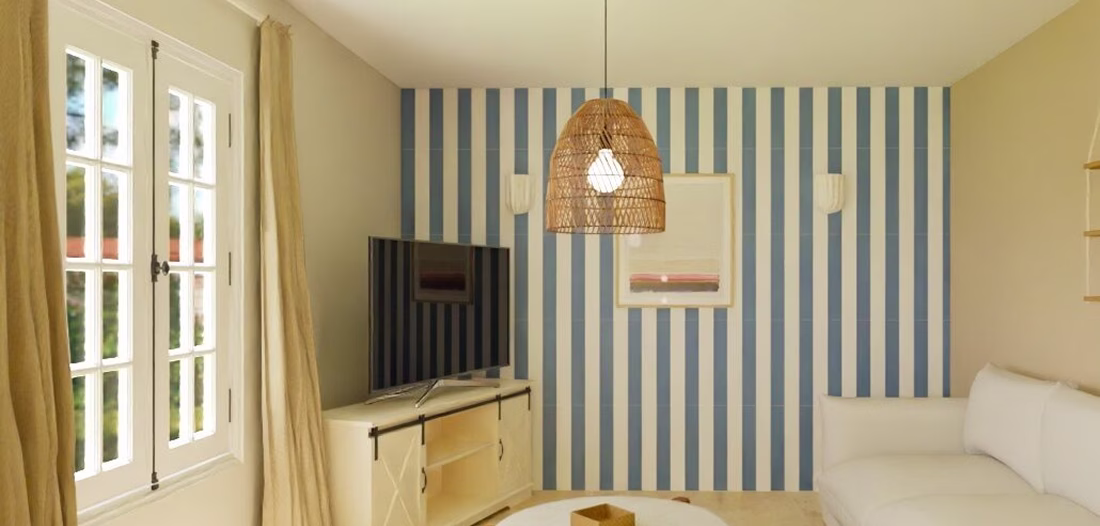 Rénovation d'un salon à Saint-Gilles-Croix-de-Vie sur le thème bord de mer